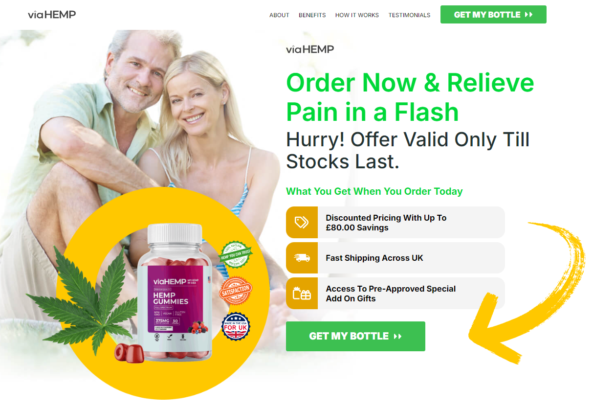ViaHemp Gummies Canada ViaHemp Gummies Canada bottle – premium hemp-derived CBD and THC gummies for pain relief, stress reduction, better sleep, and improved wellness.